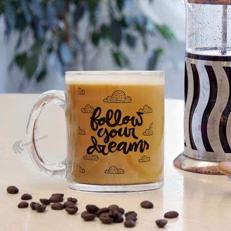 Follow your dreams Transparent Glass Coffee and Tea Mug_2