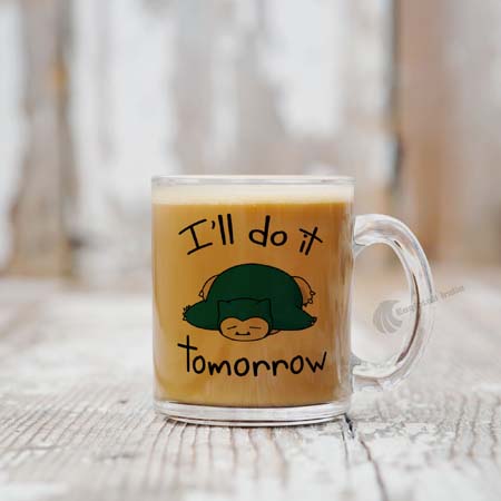 Snorlax I will do it tomorrow Transparent Glass Coffee and Tea Mug_1